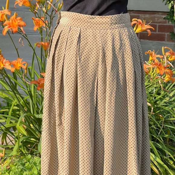 Alfred Sung Sport Silk Pleated Skirt Red Polka Dot Vintage Size 6 - Picture 14 of 15